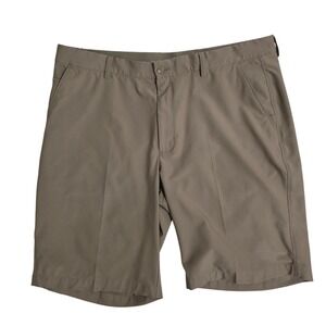 Greg Norman ML75 Microlux Mens 38 Golf Shorts Khaki Play Dry Stretch Flat Front